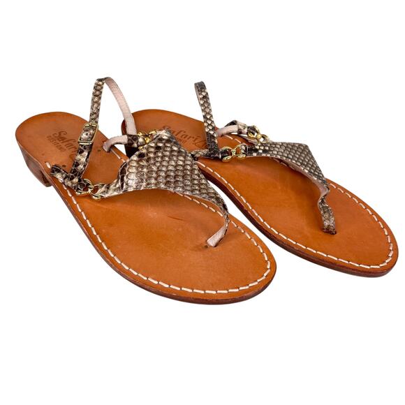 Safari Club Positano Zoe Sandal Handmade 37 6.5 Python Leather - Picture 12 of 12